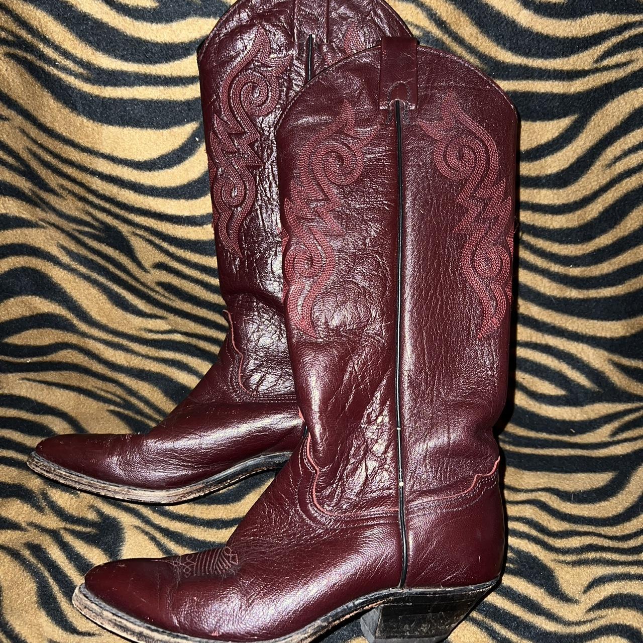 ON HOLD DO NOT BUY ! Burgundy Vintage Cowboy Boots... - Depop