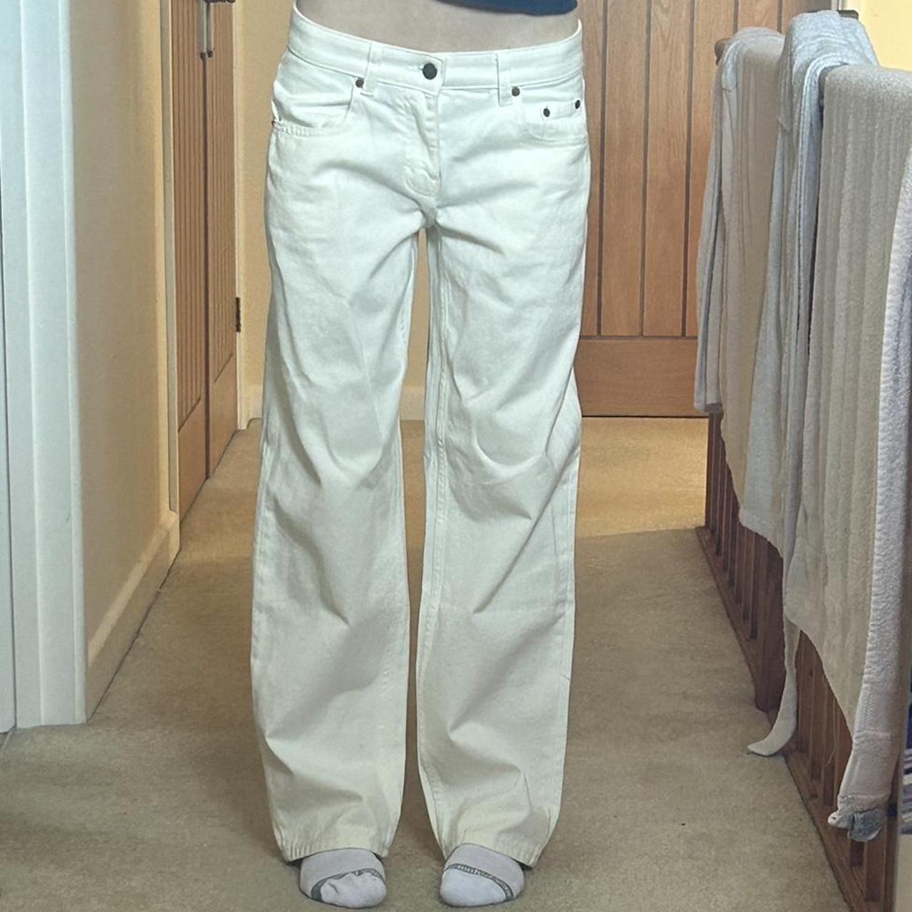 Motel, parallel jeans in white wash - Xs, 32L Y2k - Depop