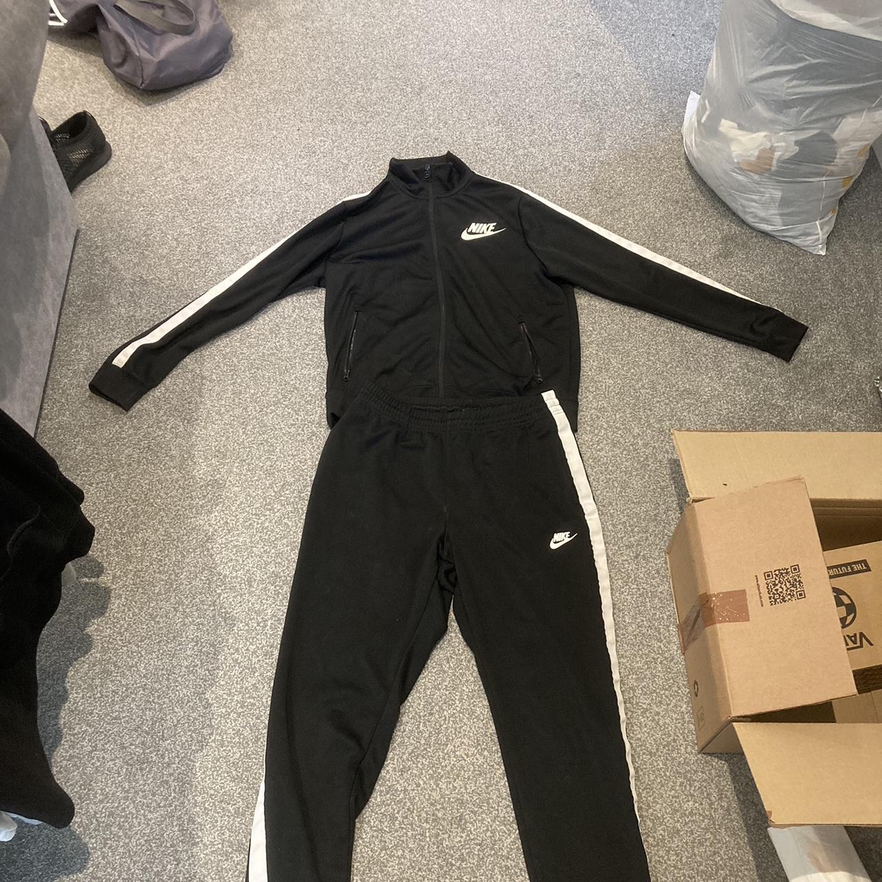 Black & white Nike nylon tracksuit condition worn... Depop