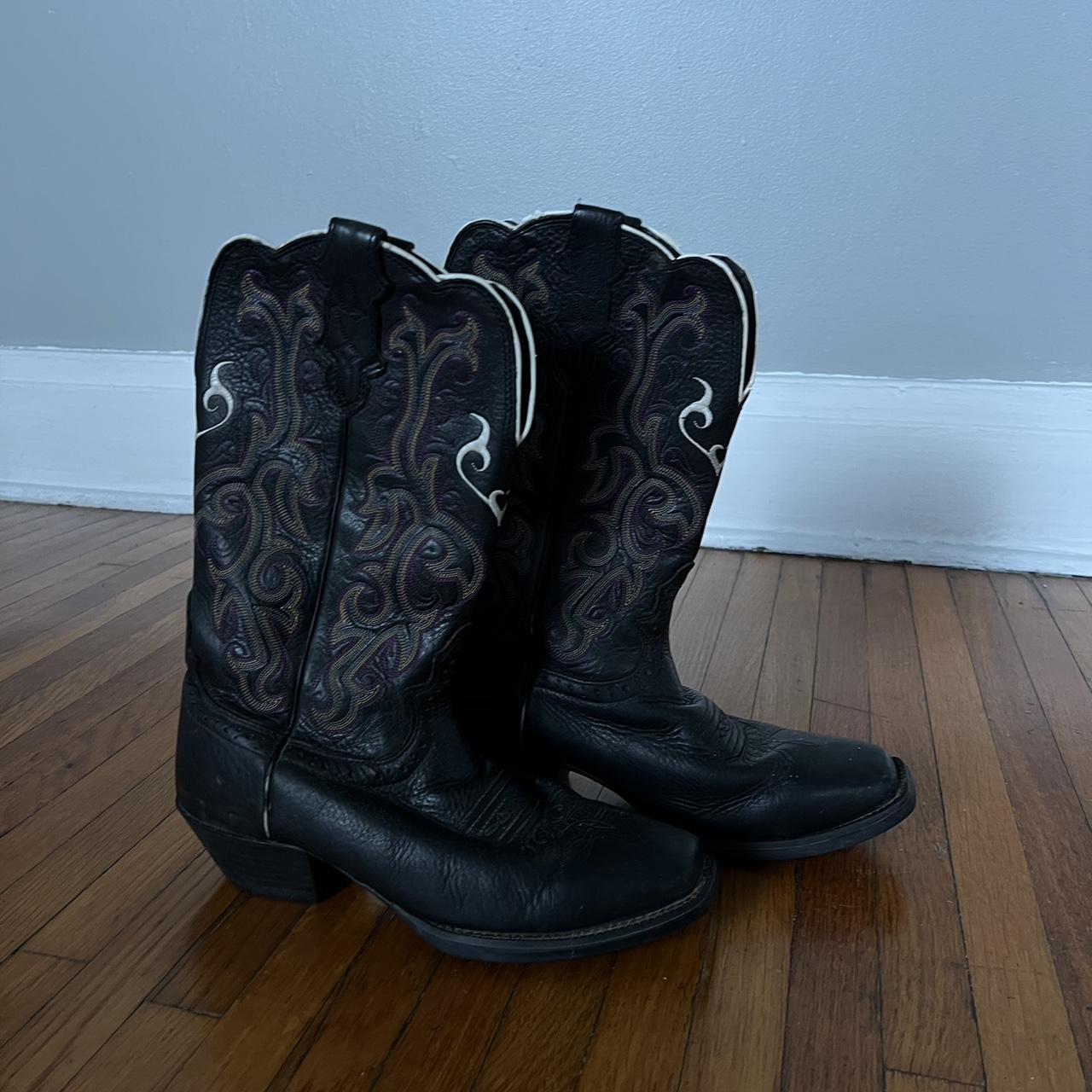 Black and purple cowboy boots best sale