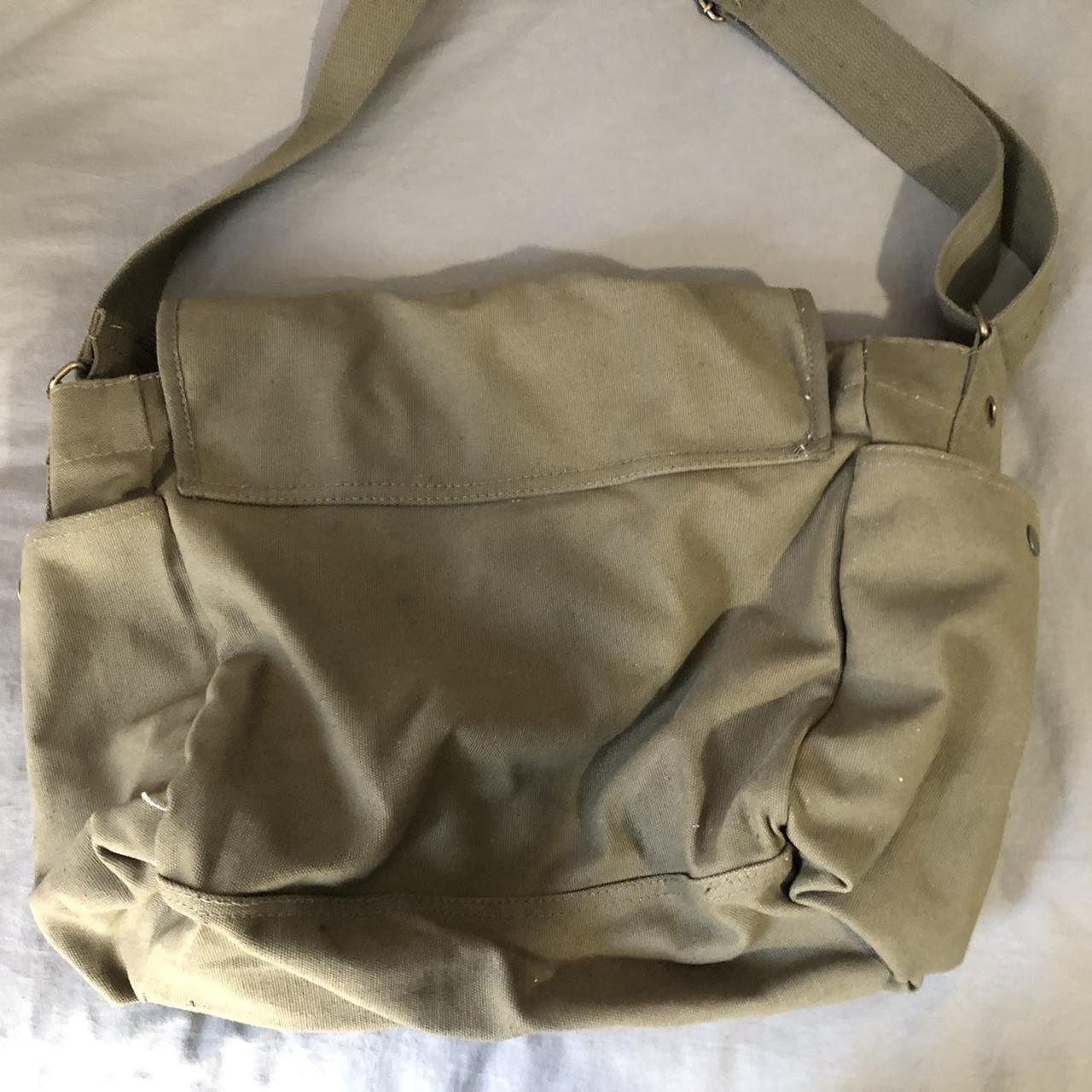 army green canvas messenger bag, NWT. lots of... - Depop