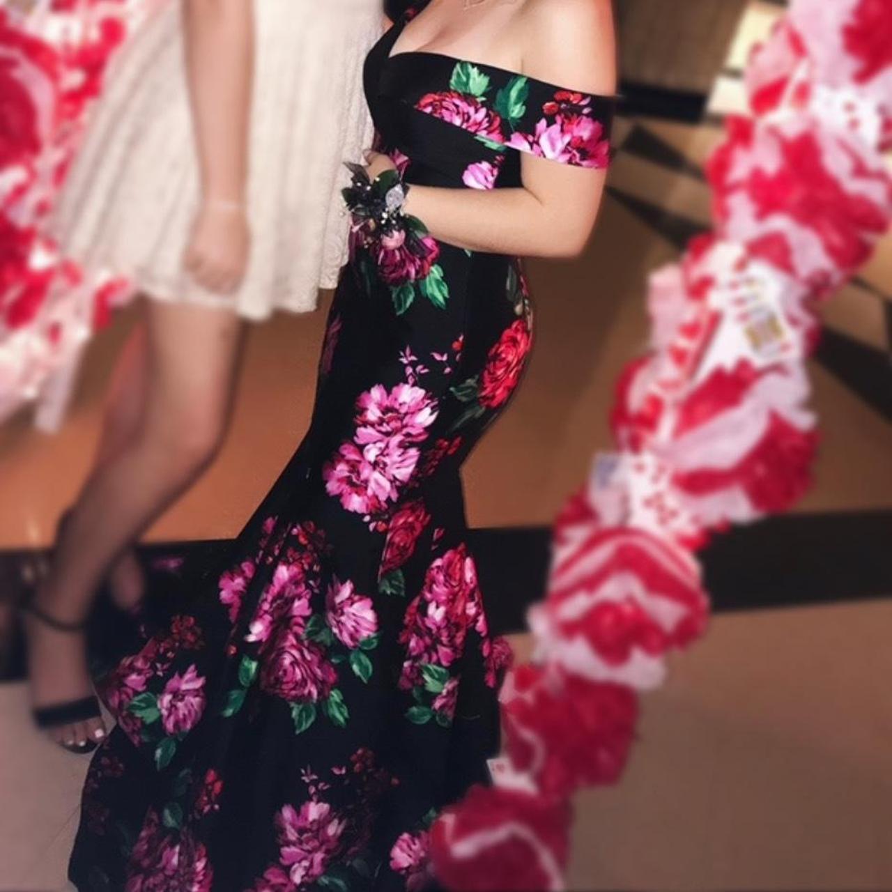 Macy's floral hot sale prom dress