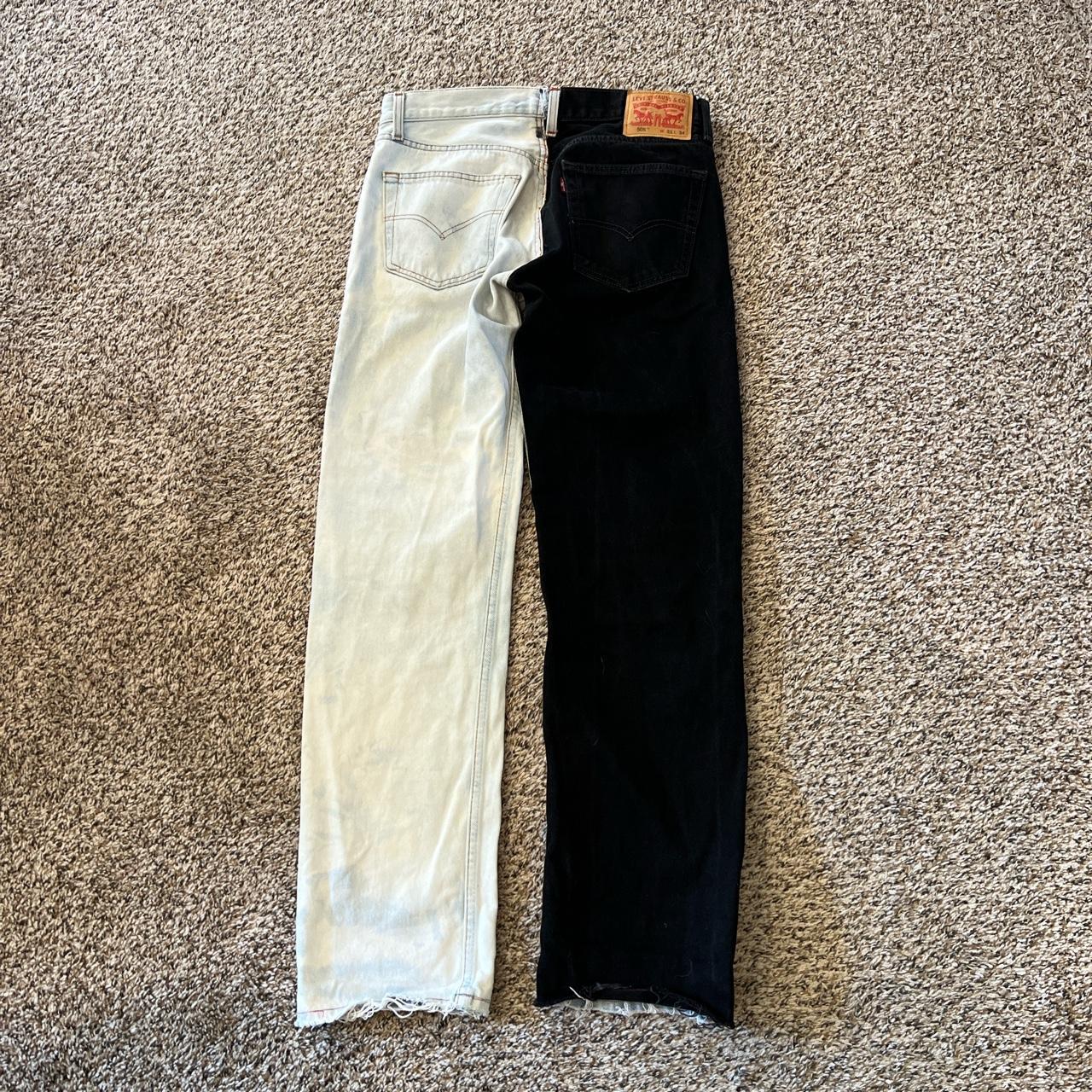 Half black and half best sale white jeans