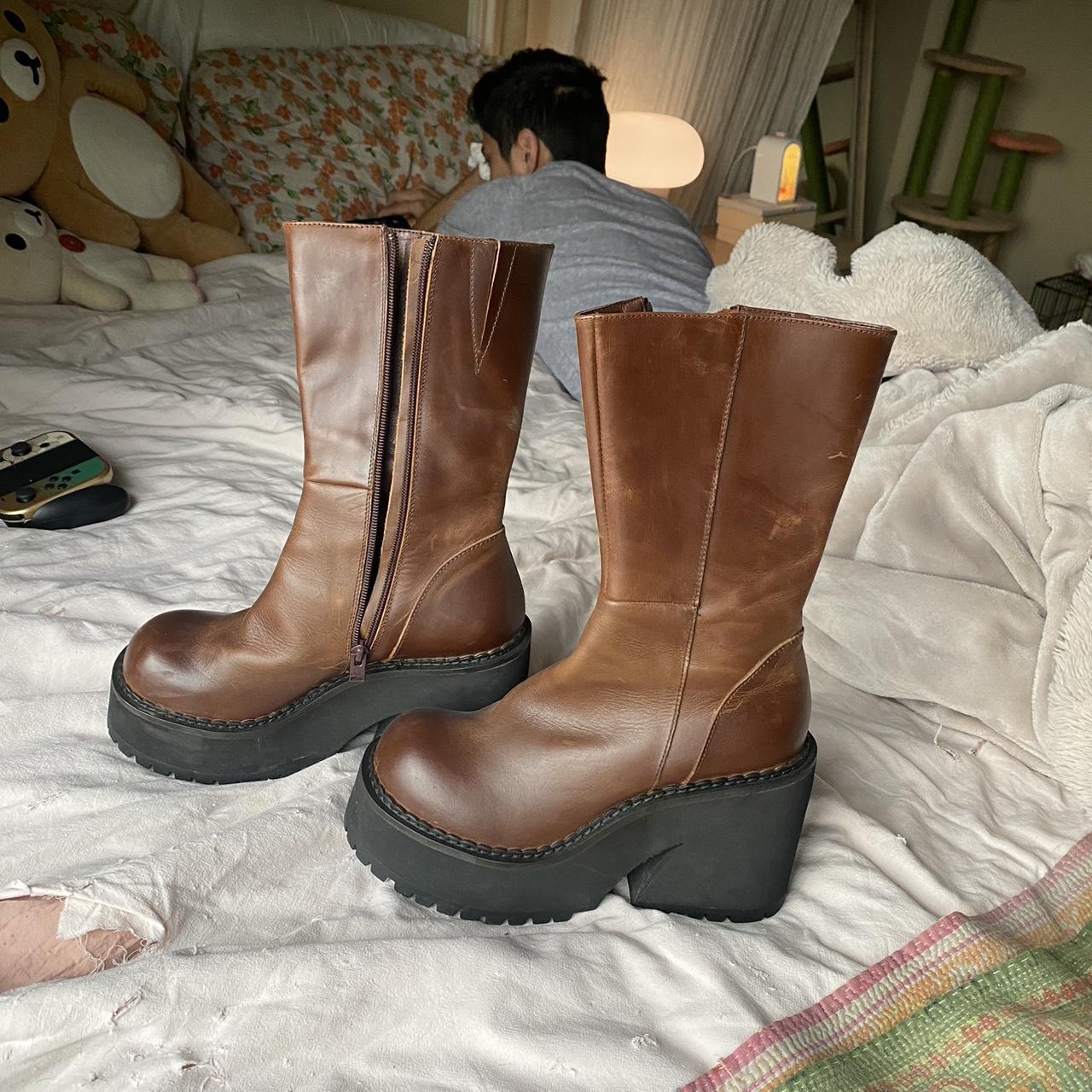 UNIF Women's Brown Boots Depop