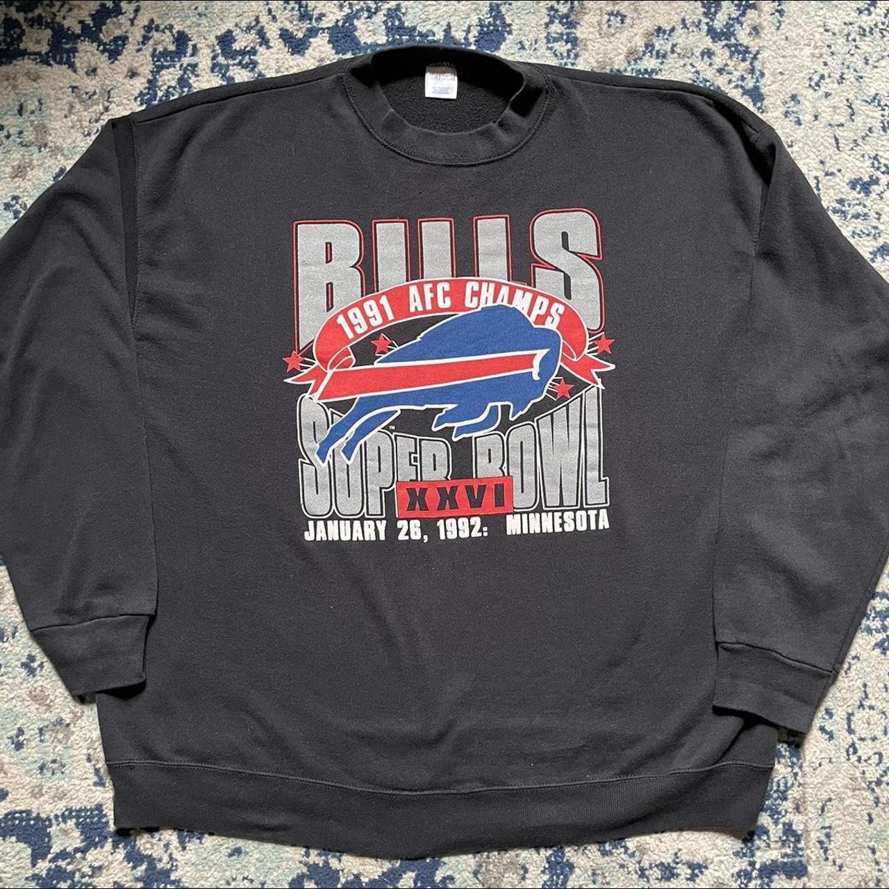 Vintage 90s Buffalo Bills Sweatshirt Size Large Trench 1992 AFC Champs  Superbowl