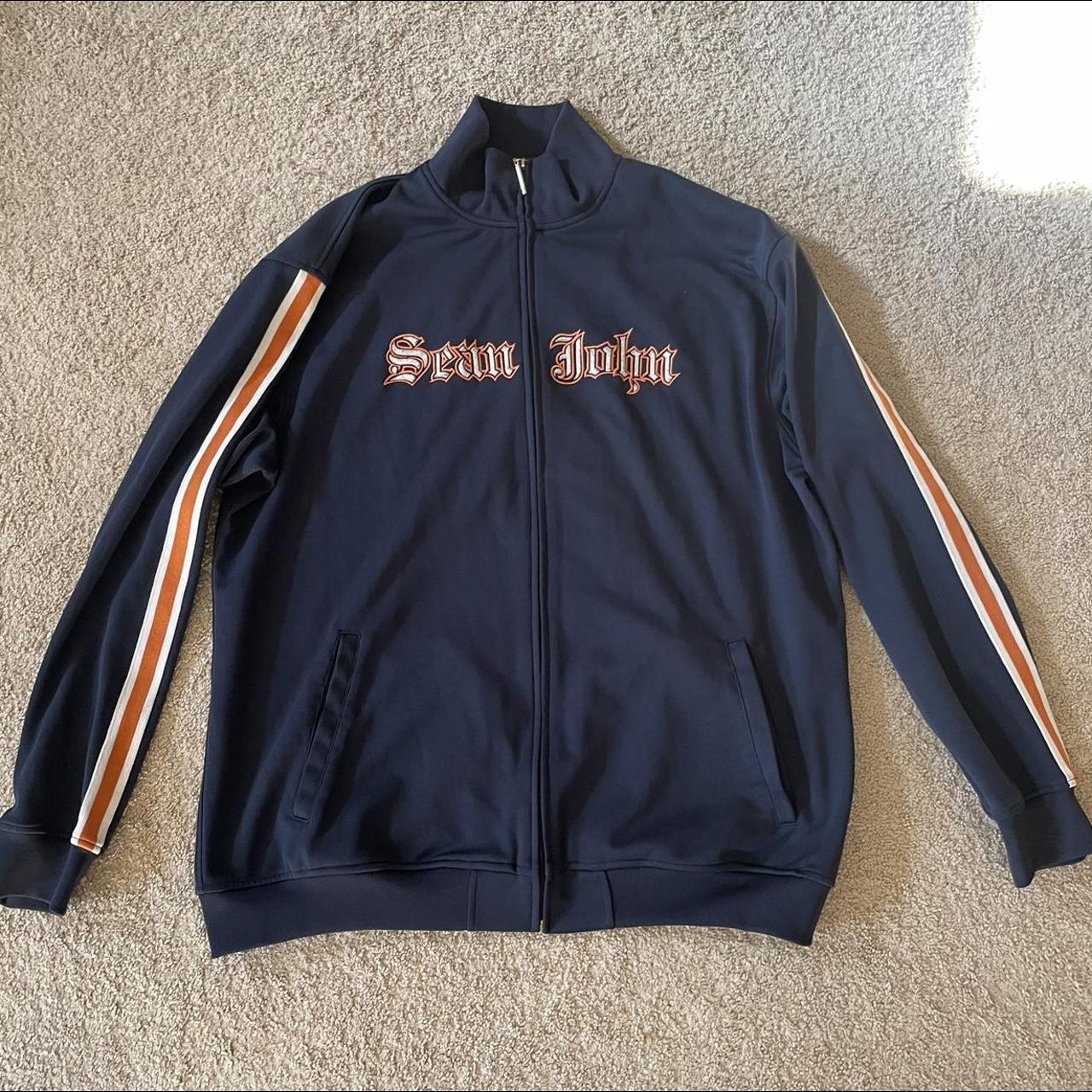 Sean John Men's Navy and Orange Jacket | Depop