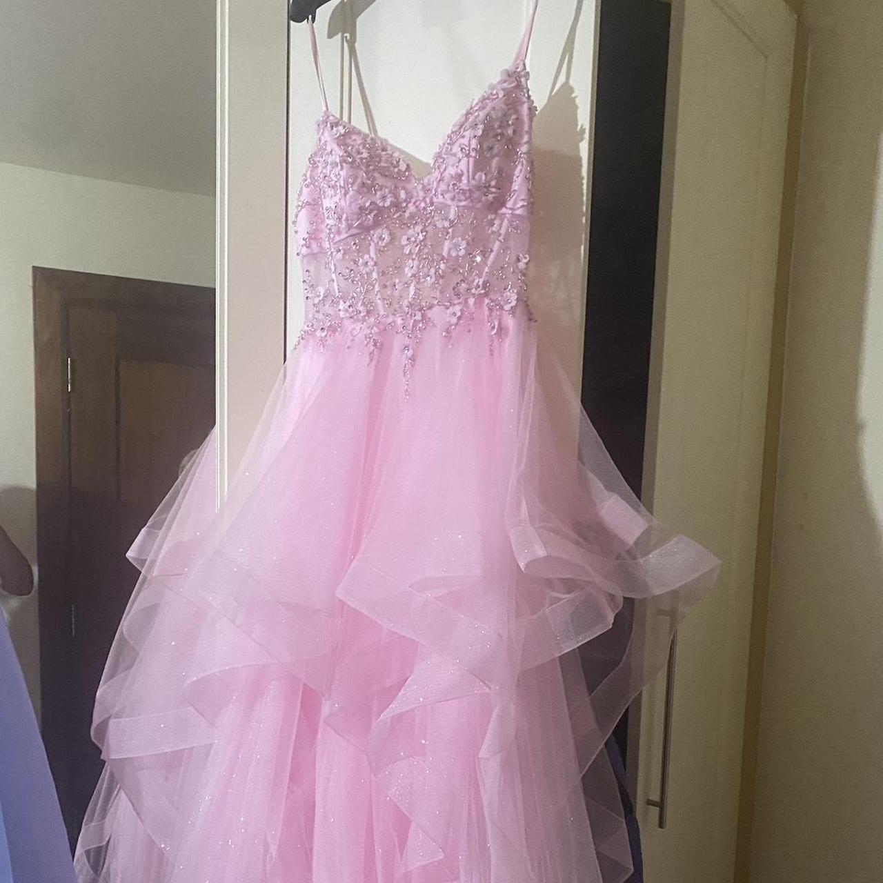 Selling my stunning pink corset debs dress from... Depop