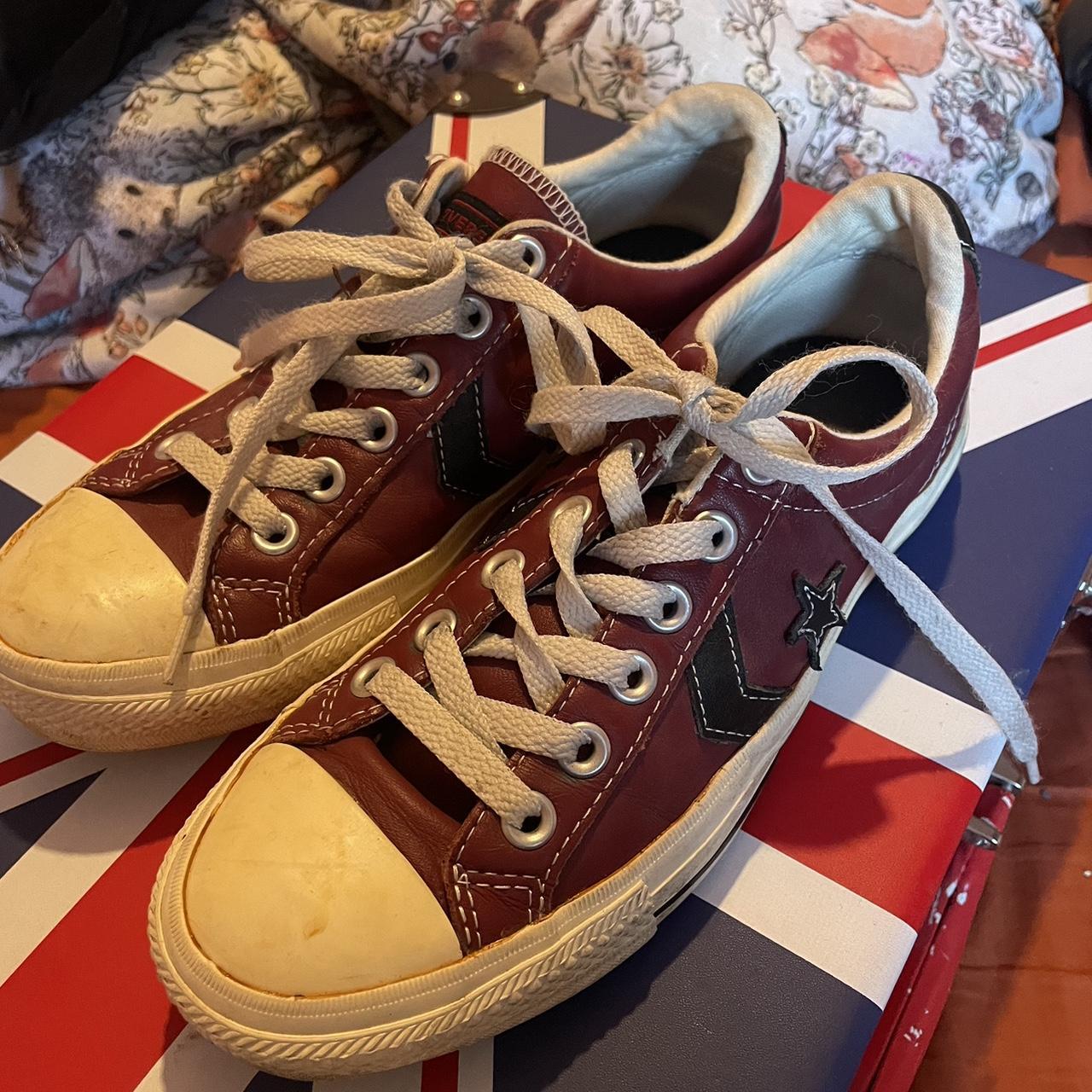 Vintage Well Worn Red And Black Converse All Depop