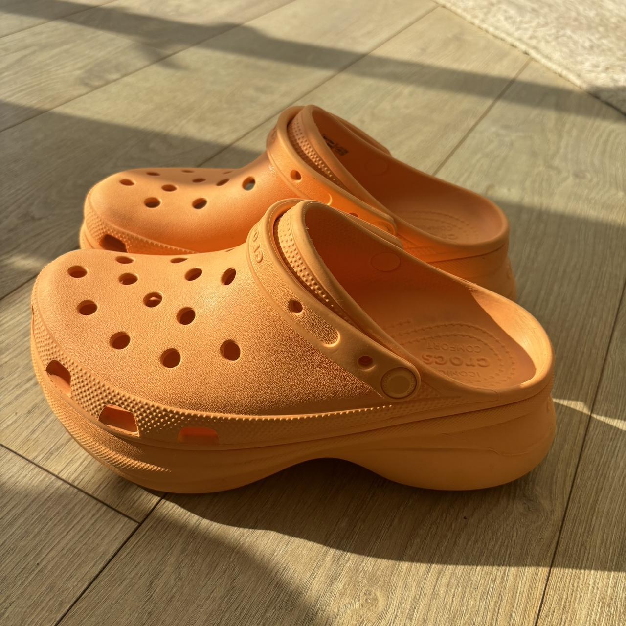 orange chunky platform crocs worn a few times