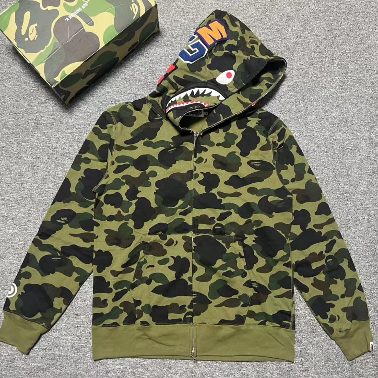 New BAPE Green Zip Hoodie Colour: green Condition:... - Depop