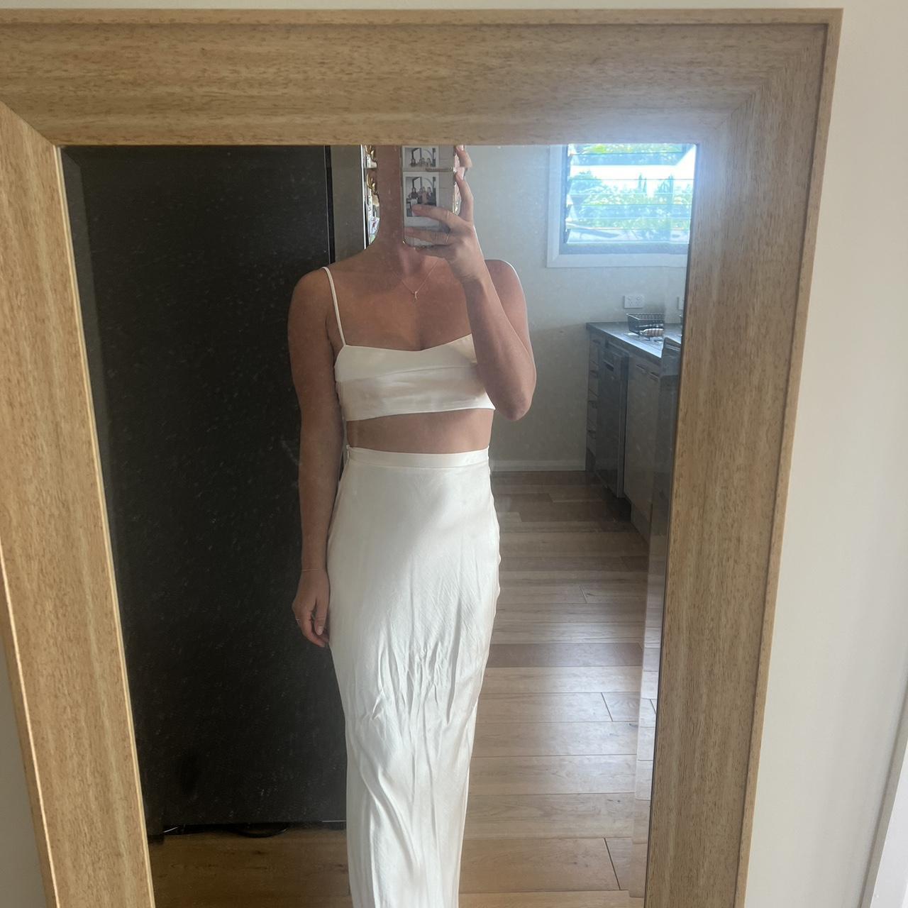 DISSH matching set, cream satin maxi and crop... Depop