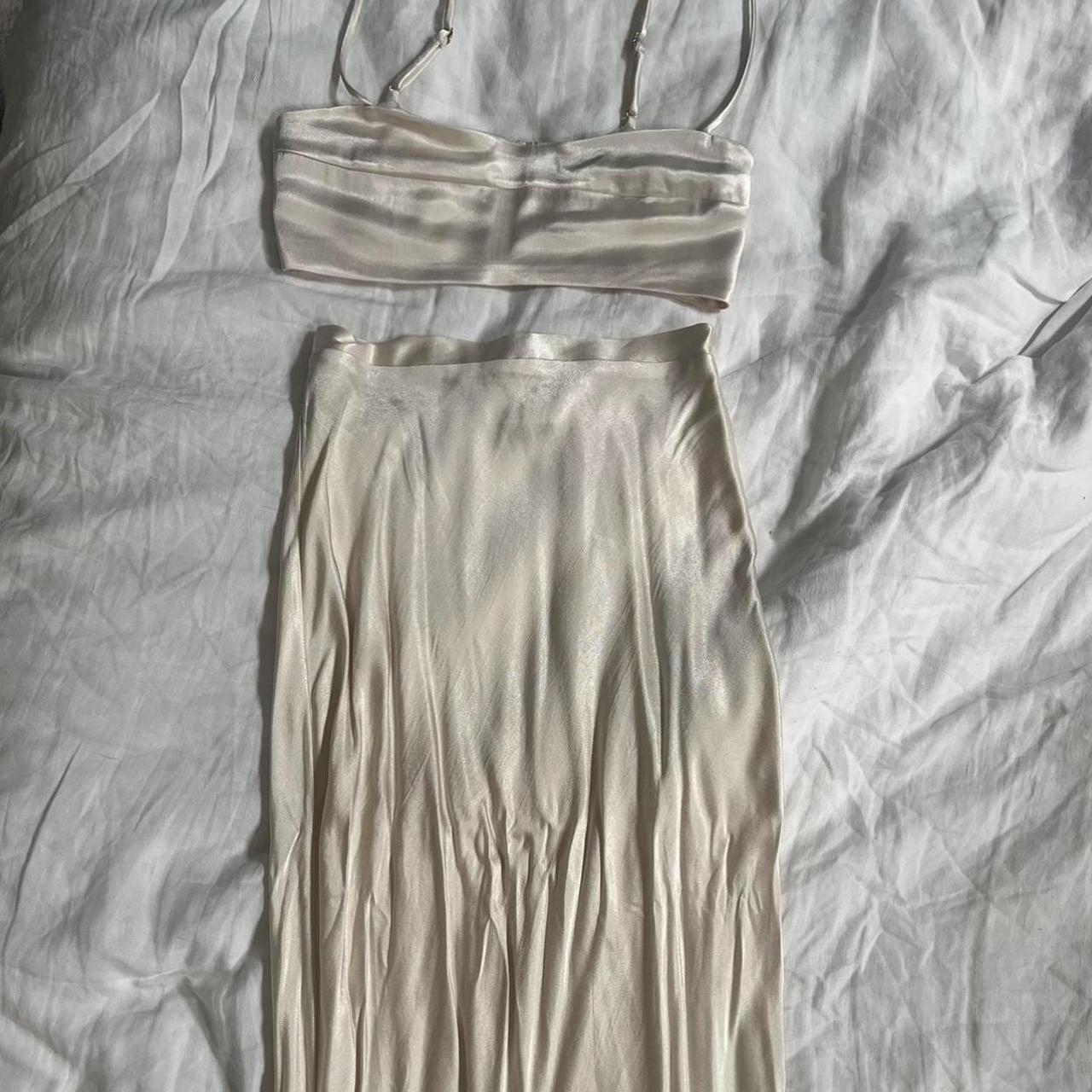 DISSH matching set, cream satin maxi and crop... Depop
