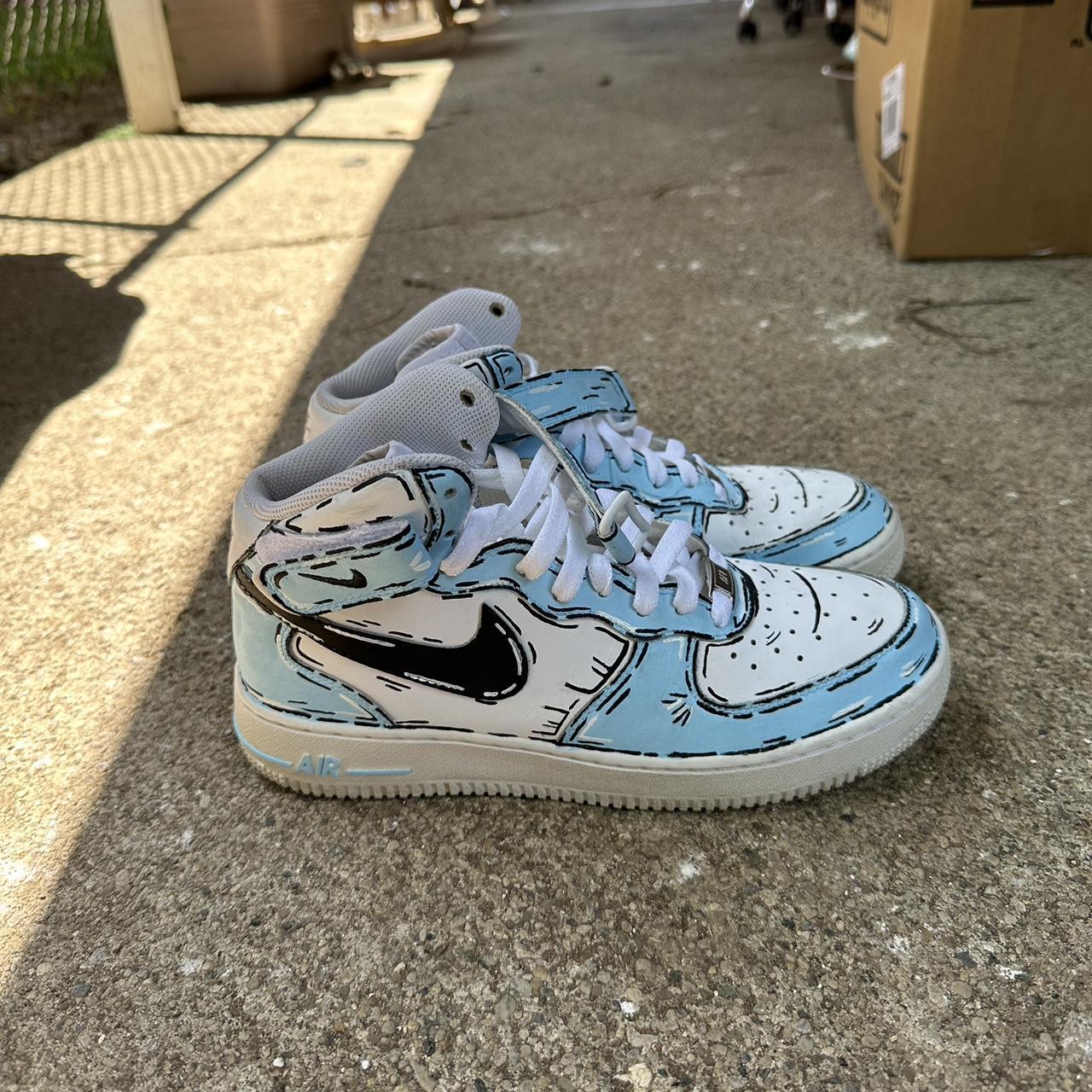 Custom Nike Air Force 1 pastel Blue Louis Vuitton LV - Depop