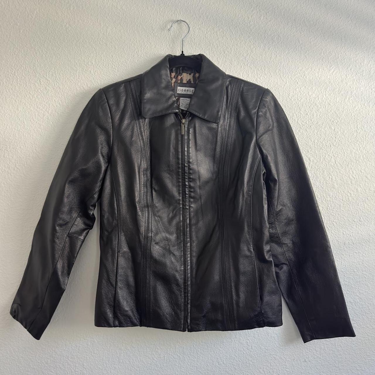 Black leather jacket genuine leather really cool... - Depop