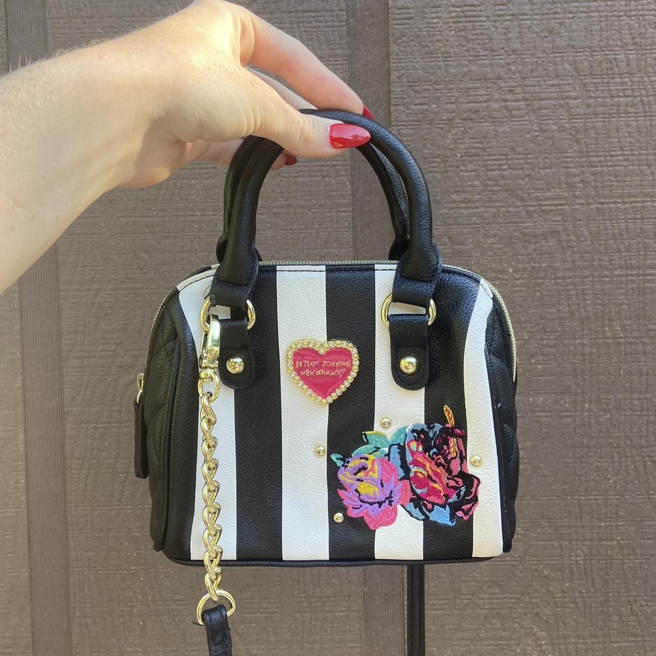 Betsey Johnson Women's Black and White Bag | Depop