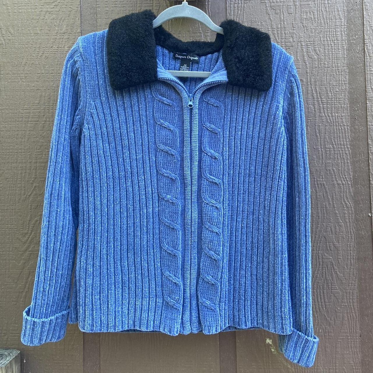 Women's Blue and Black Jumper | Depop