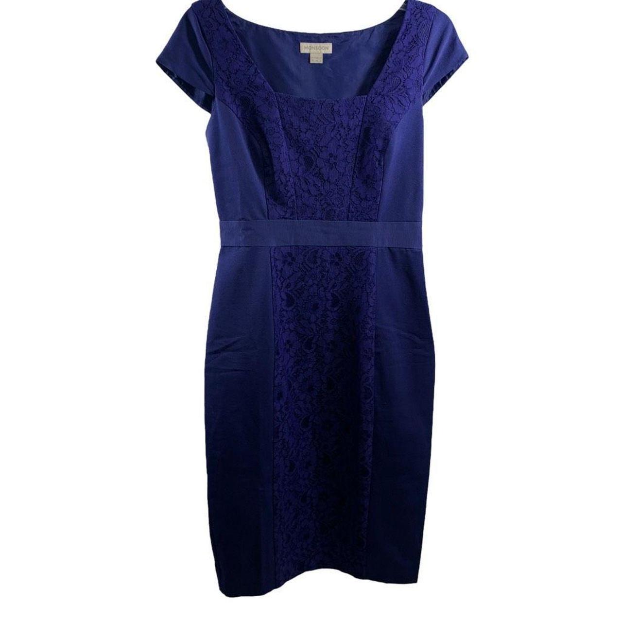 Monsoon Purple Capsleeves Lacy Dress Womens Size... - Depop