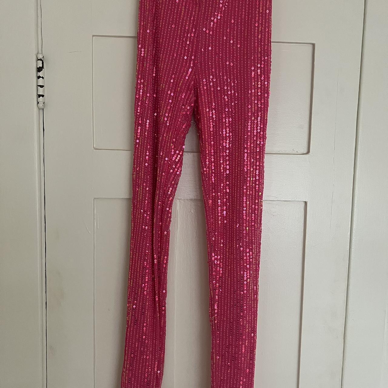 Hot Pink Sequin Pants Hot Pink Leggings Hot Pink Sequin Leggings