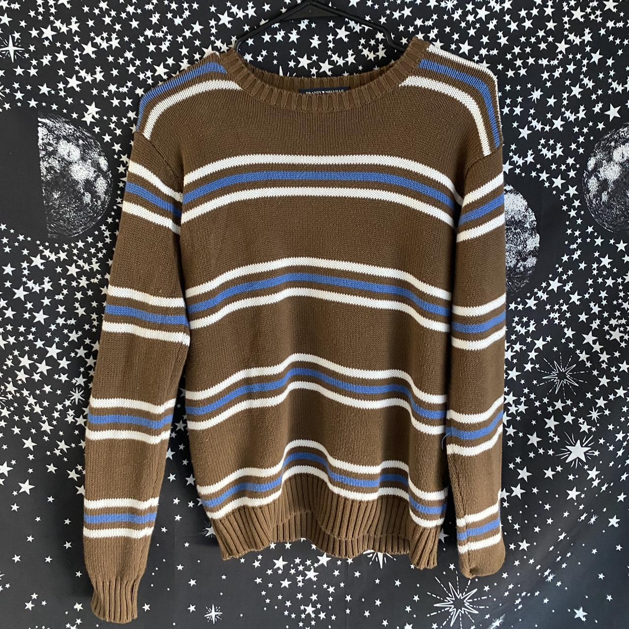 Brandy melville blue and brown sweater rare one size - Depop