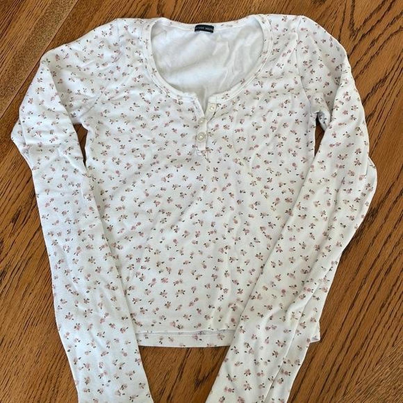 Brandy long sleeve zelly top with pink floral... Depop