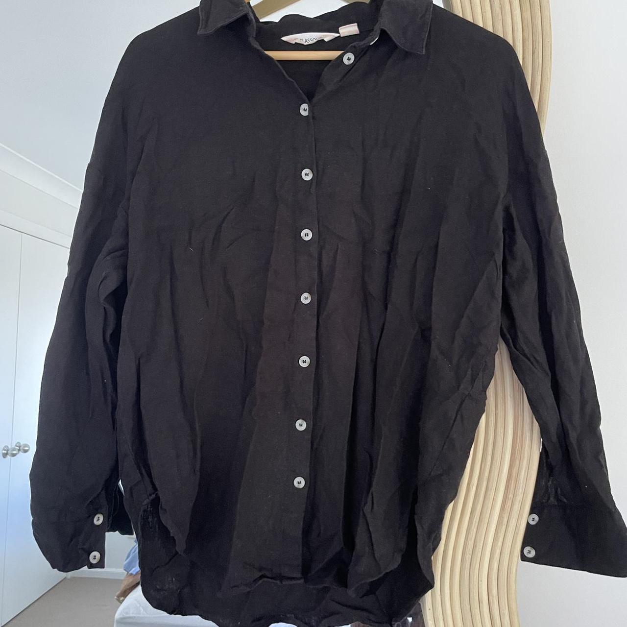 GLASSONS cotton / linen shirt Sz 8 black - Depop