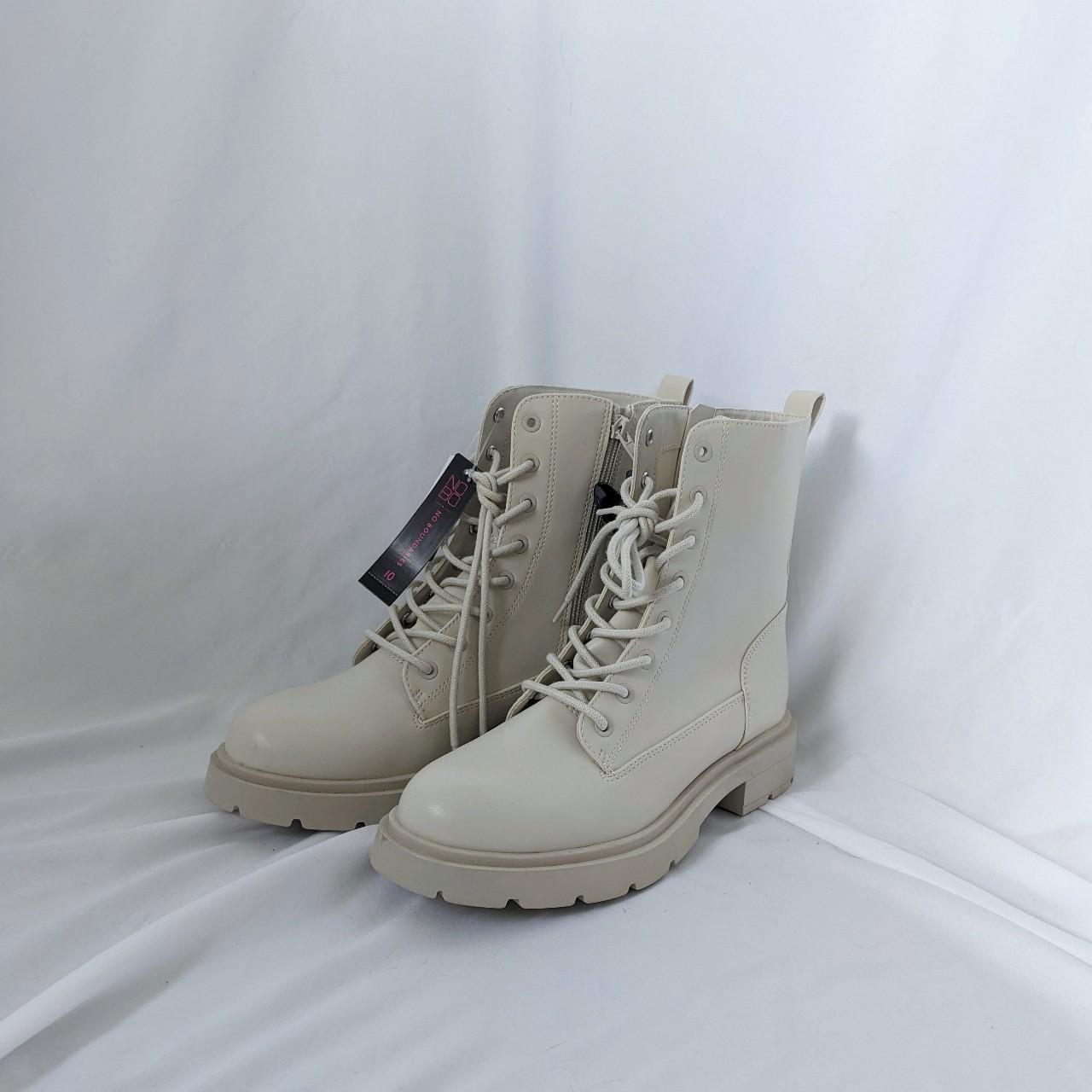 New with tags off white/cream combat boots Never... - Depop