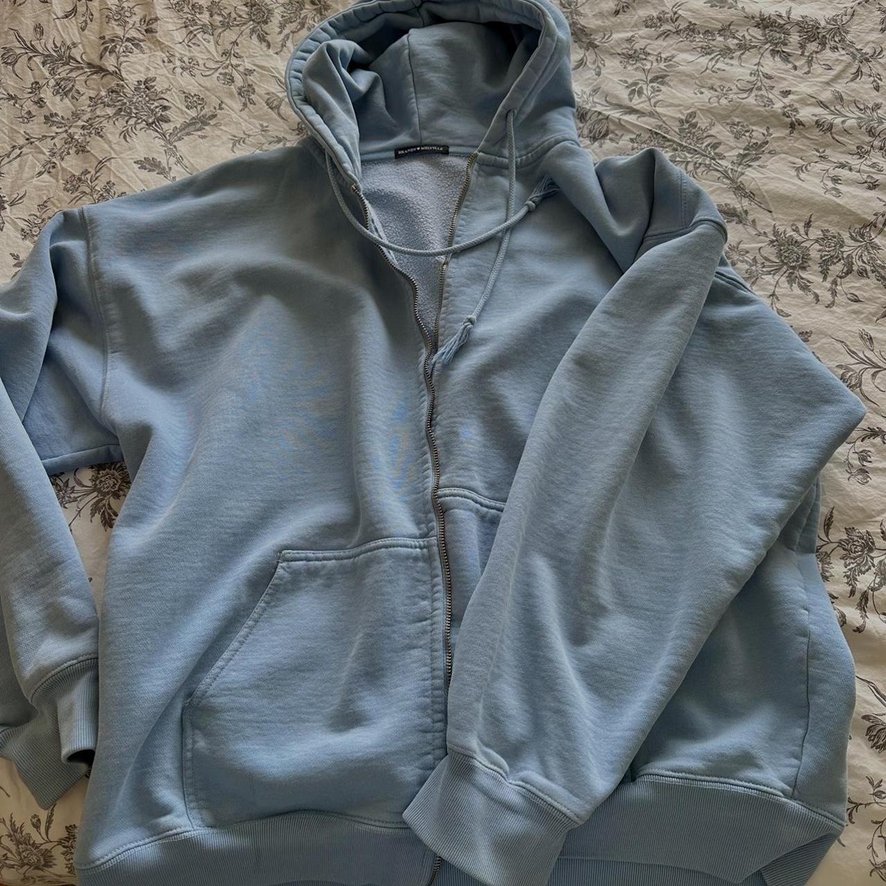 brandy melville zip up, oversized blue... Depop