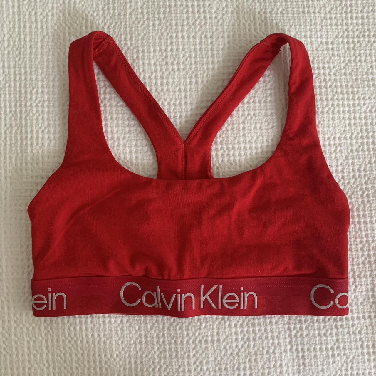 Red Calvin Klein bralette. Worn once in perfect - Depop