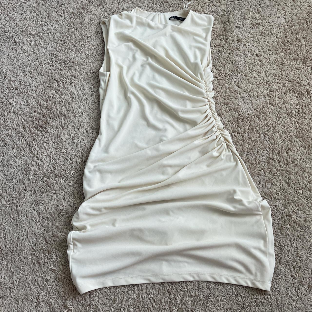 Zara Ruched Dress🤍 Perf for sorority recruitment or - Depop
