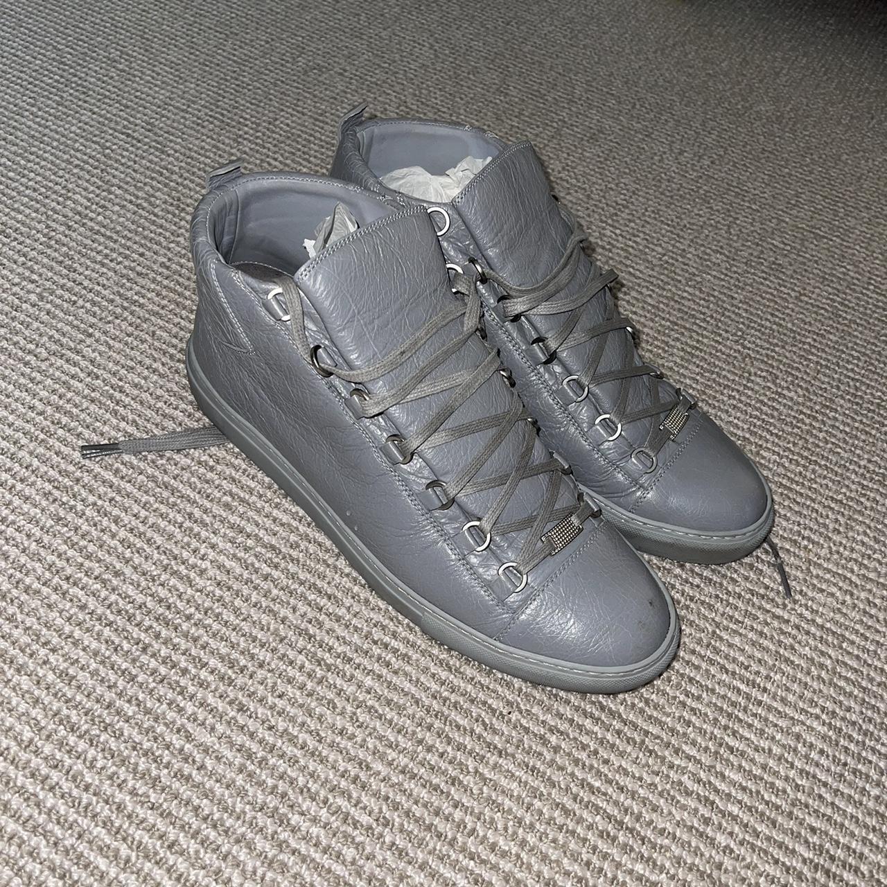 Leather Sneakers Balenciaga Arena Mens Grey Balenciaga Arena High