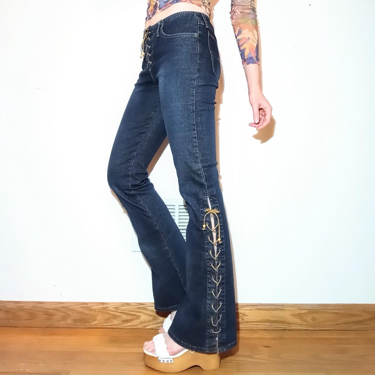 Y2K Lace Up Mudd Jeans low rise flare jeans with... - Depop