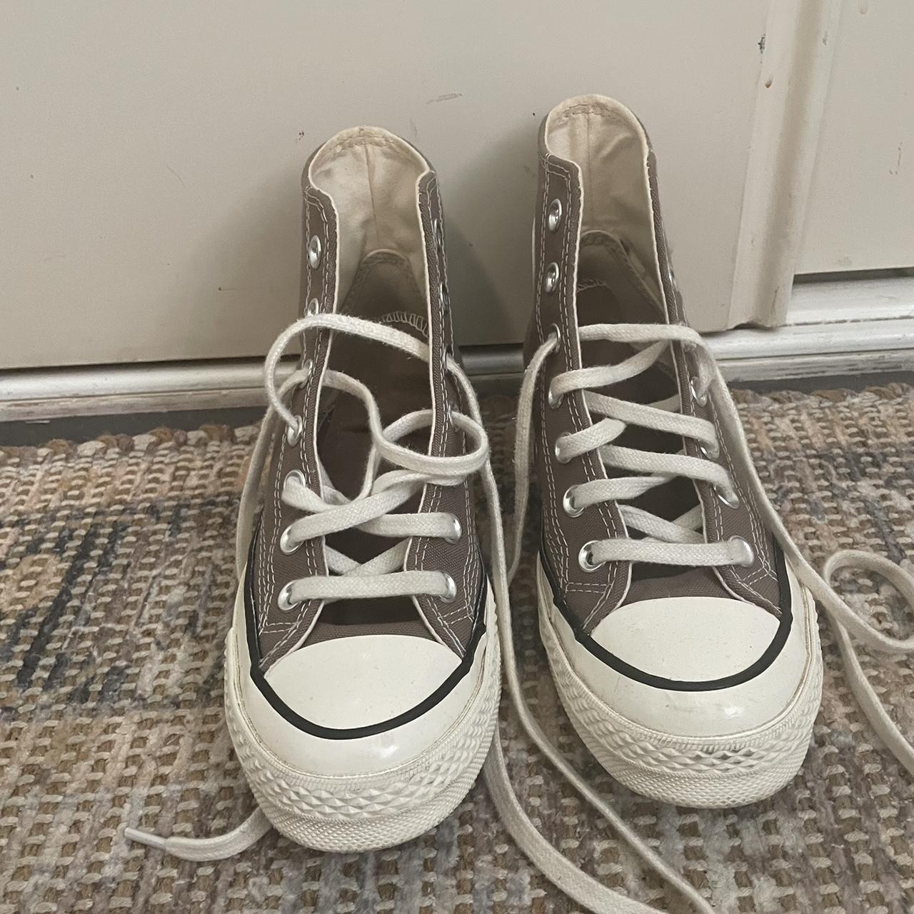 High top brown converse ladies 5 kids 3 - Depop