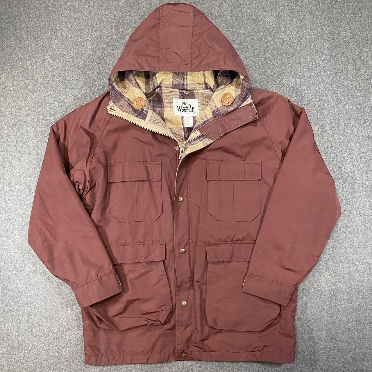 Woolrich Men's Burgundy and Brown Coat | Depop