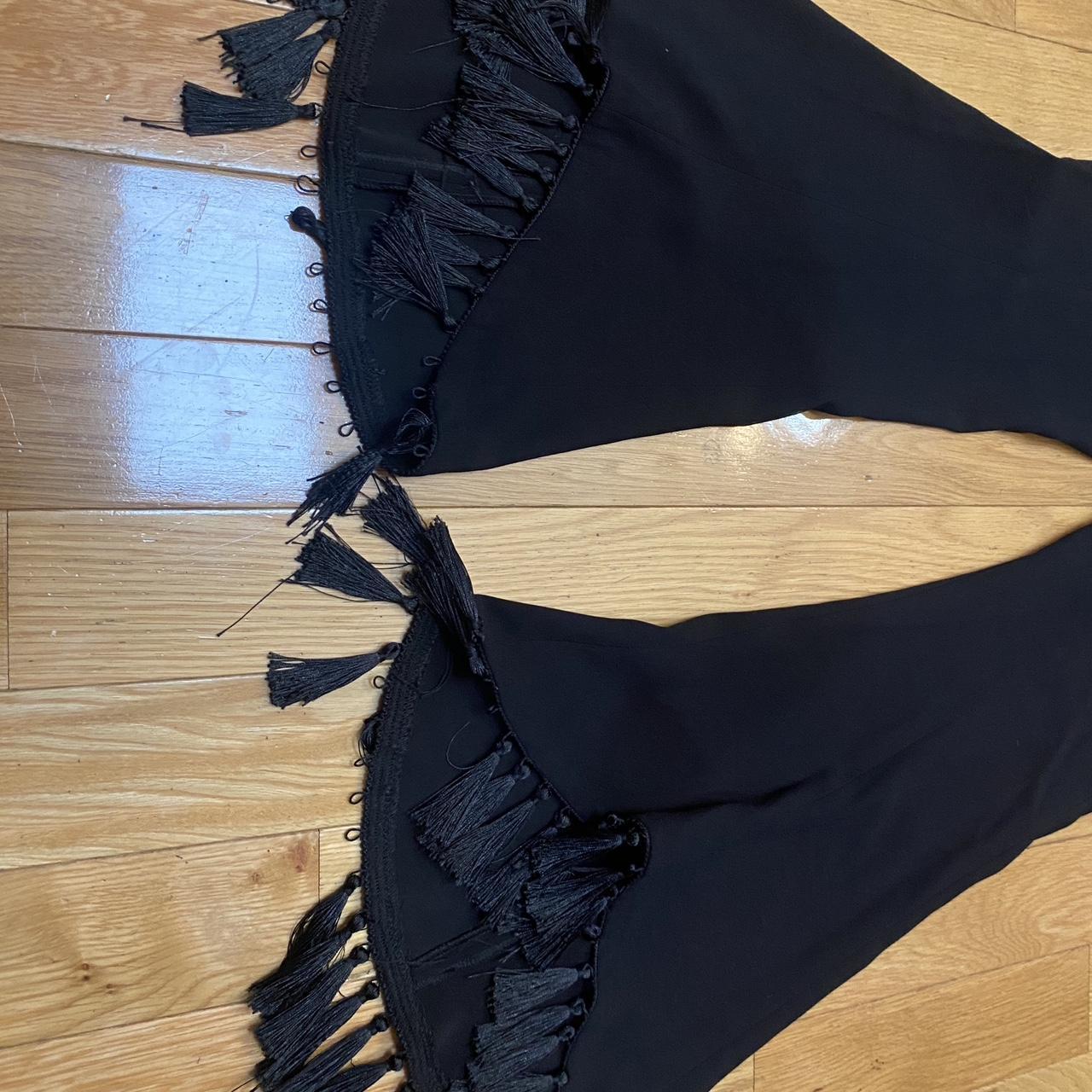 Black shops fringe pants zara