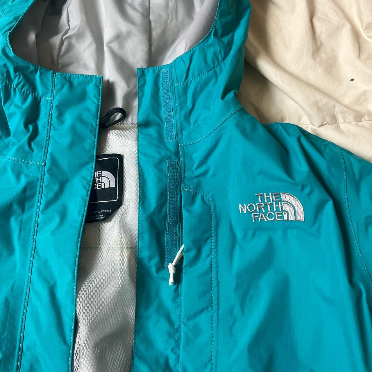 North Face Teal Raincoat; Interior elastic... - Depop