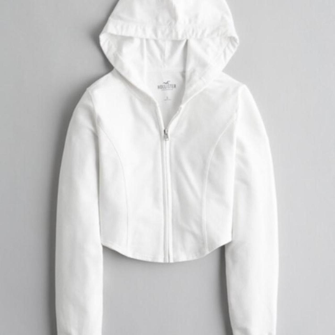 White cropped corset zip hoodie from Hollister