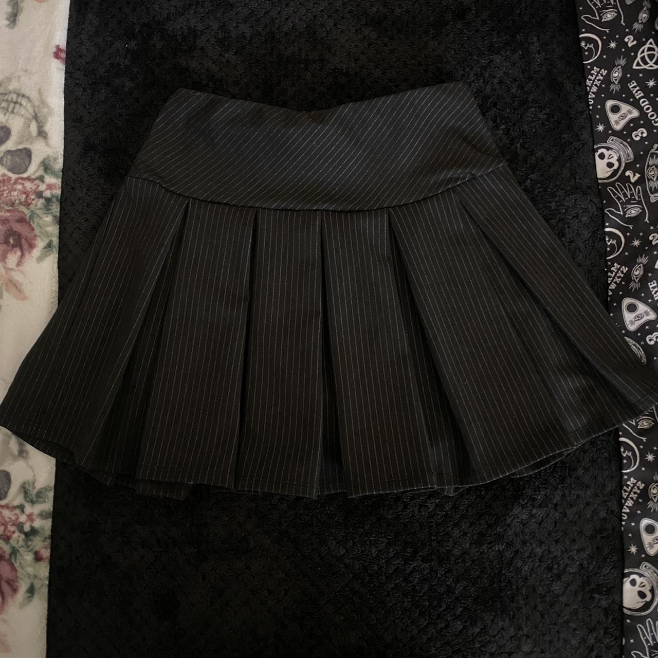 Black and white pinstripe skater school skirt 🪦 Wow... Depop