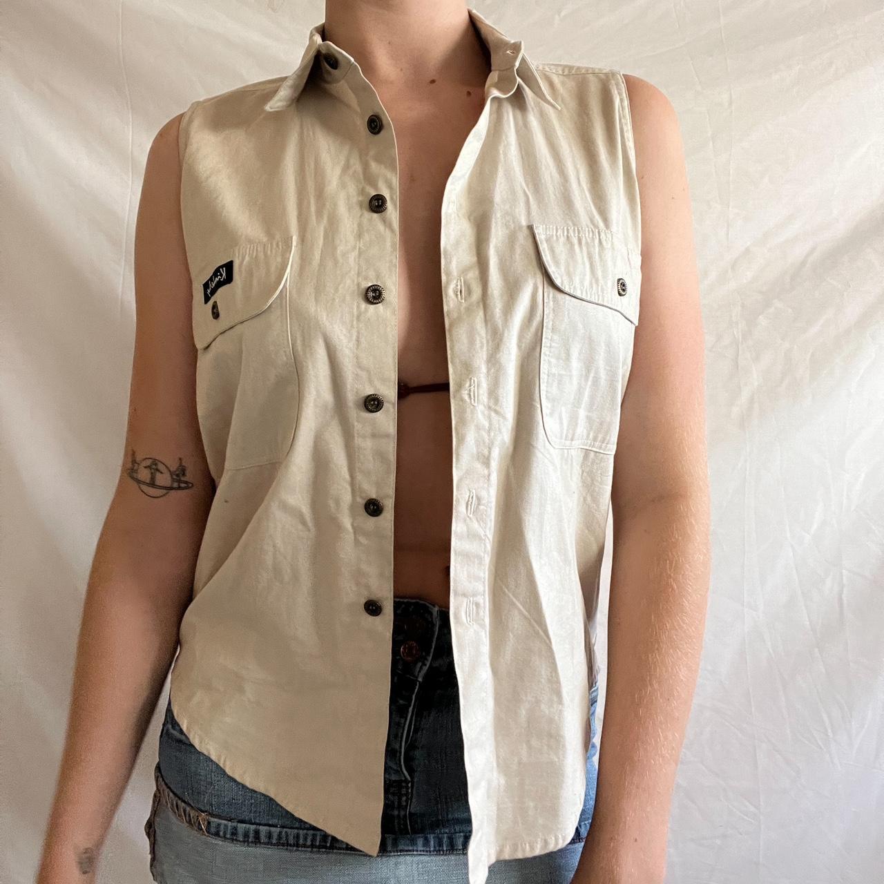 Khaki Button Up Vest Top brand new with tag on,... Depop