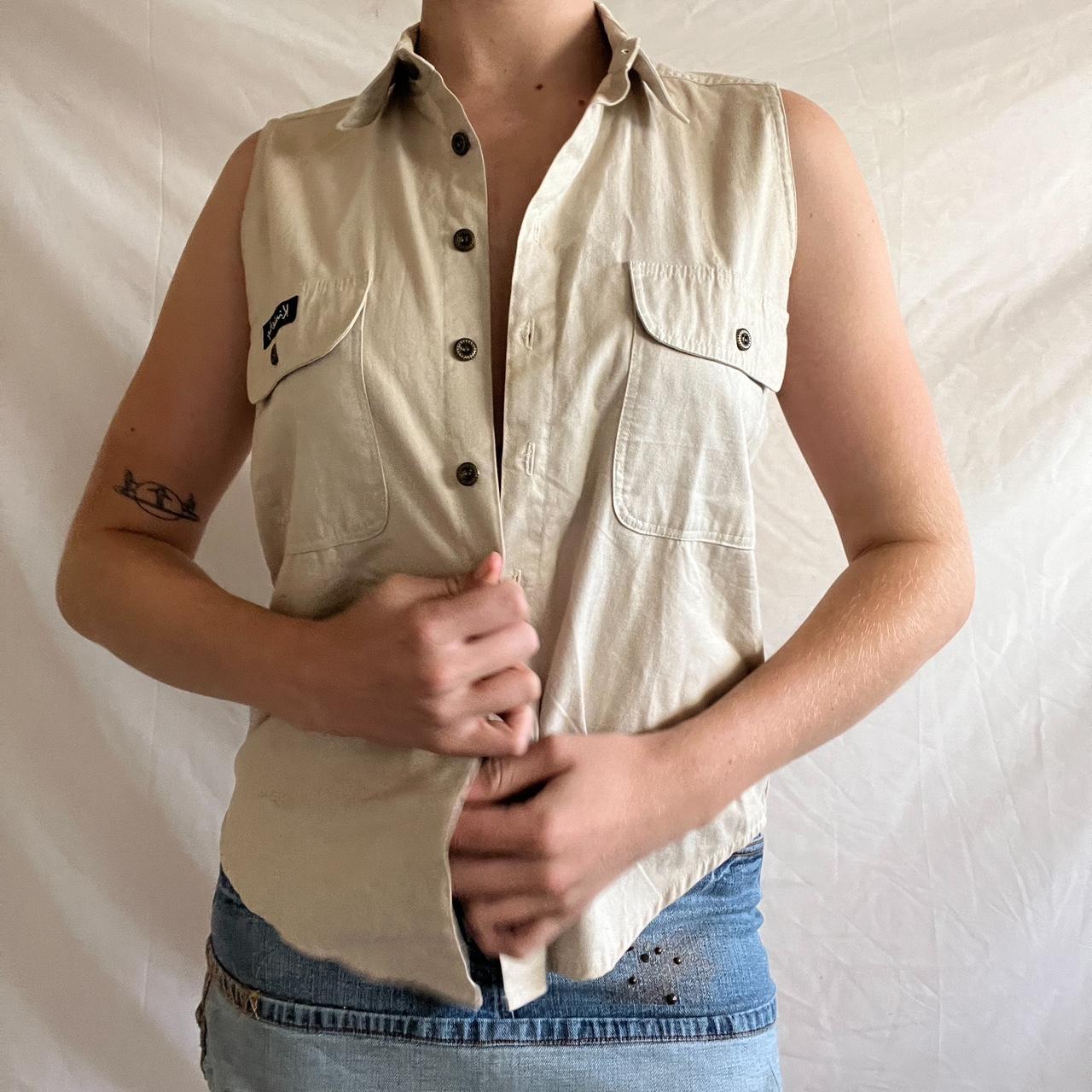 Khaki Button Up Vest Top brand new with tag on,... Depop