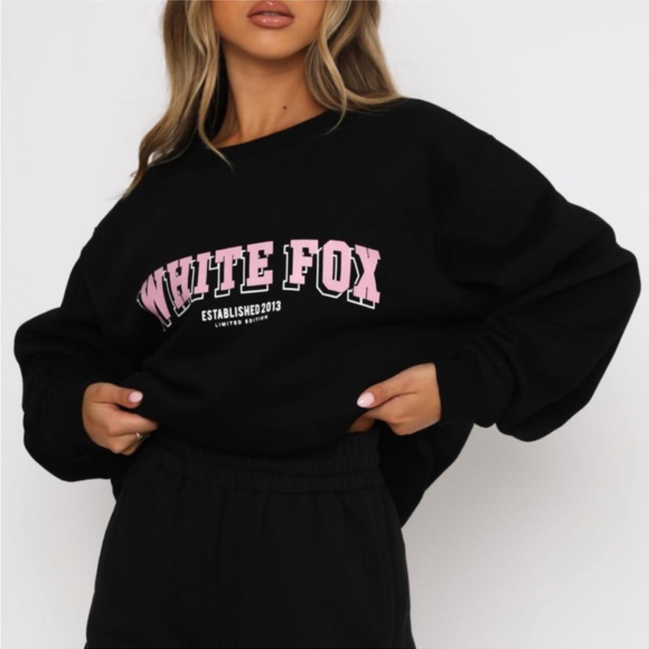 White Fox Jumper basic logo white fox jumper, pink... Depop