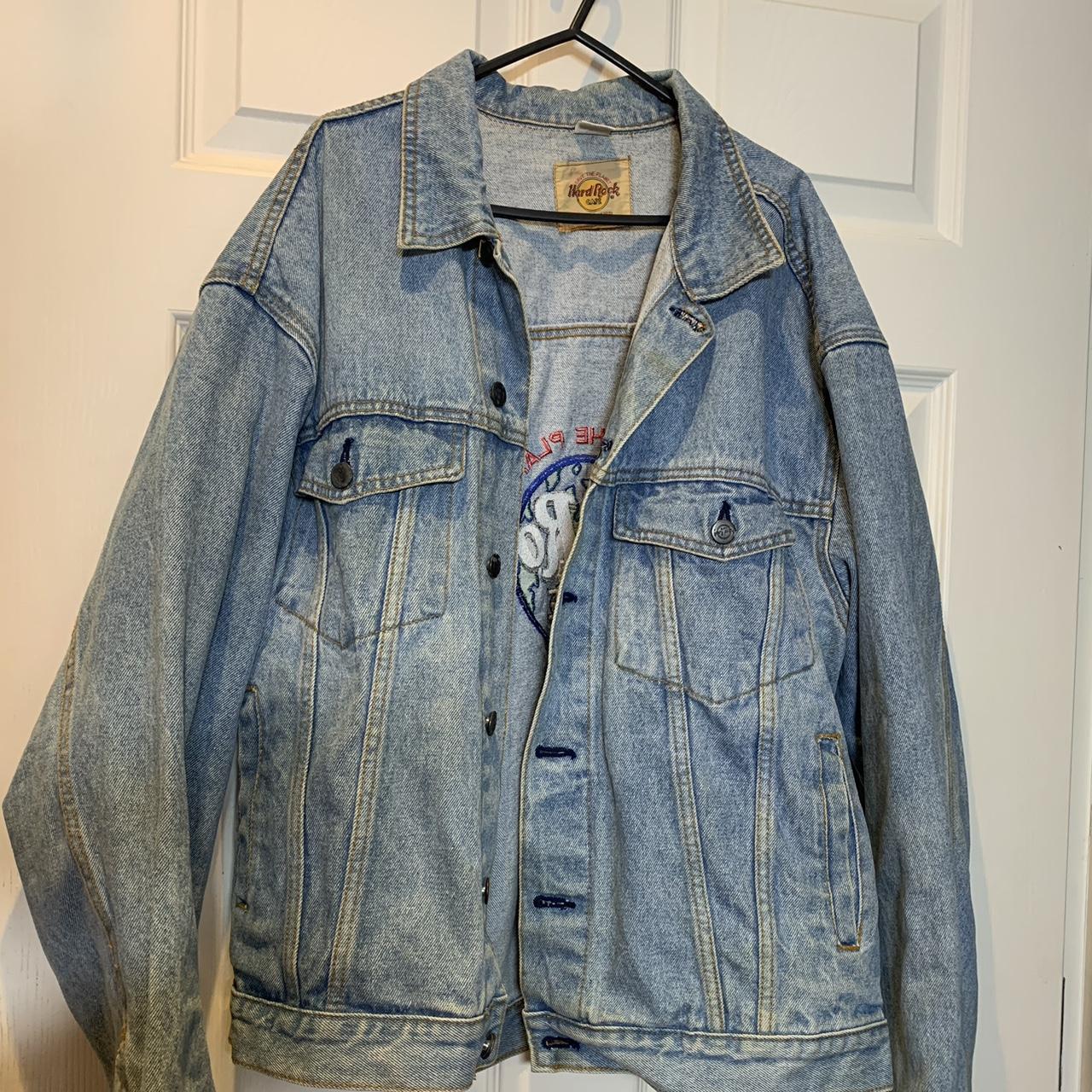 Vintage Hard Rock Cafe denim jacket size Large... - Depop