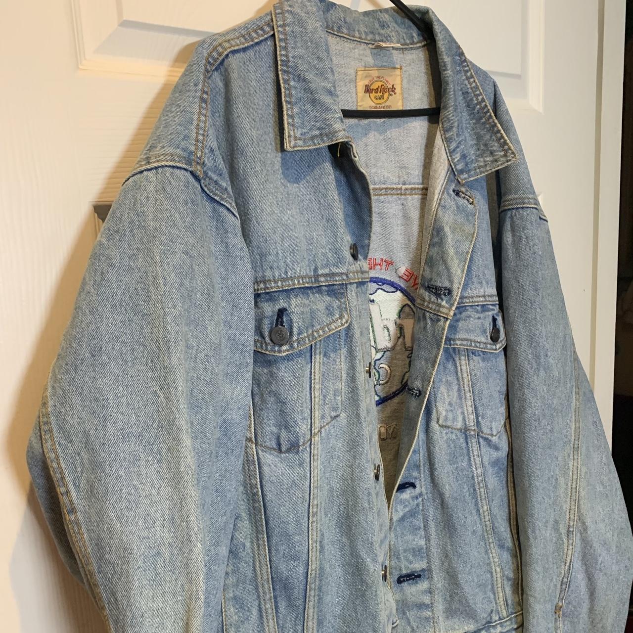 Vintage Hard Rock Cafe denim jacket size Large... - Depop