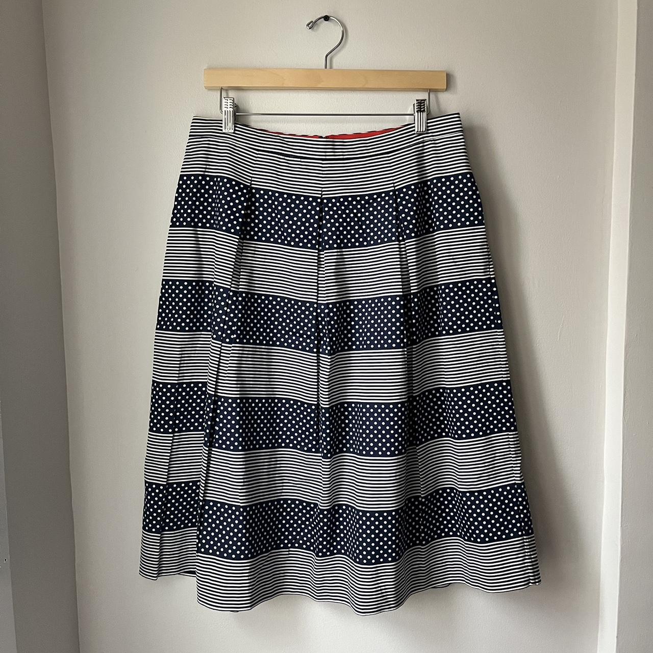 Women’s Boden Lola Stripe & Polka Dot Midi Skirt... - Depop