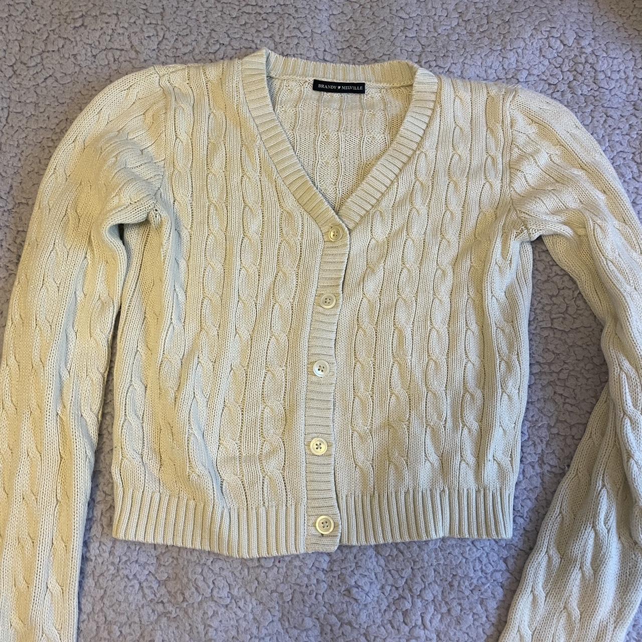 Brandy Melville Women's Cream Cardigan | Depop