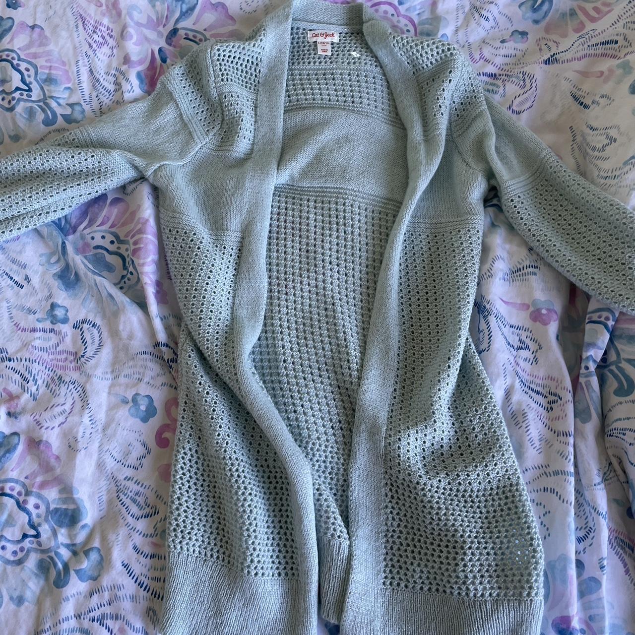 cat and jack teal cardigan never worn. size 12 y. Depop