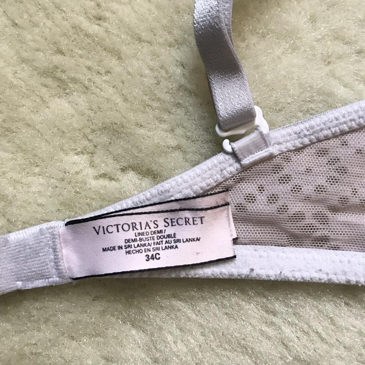 VS white lace lined demi bra. Lightly lined nude - Depop