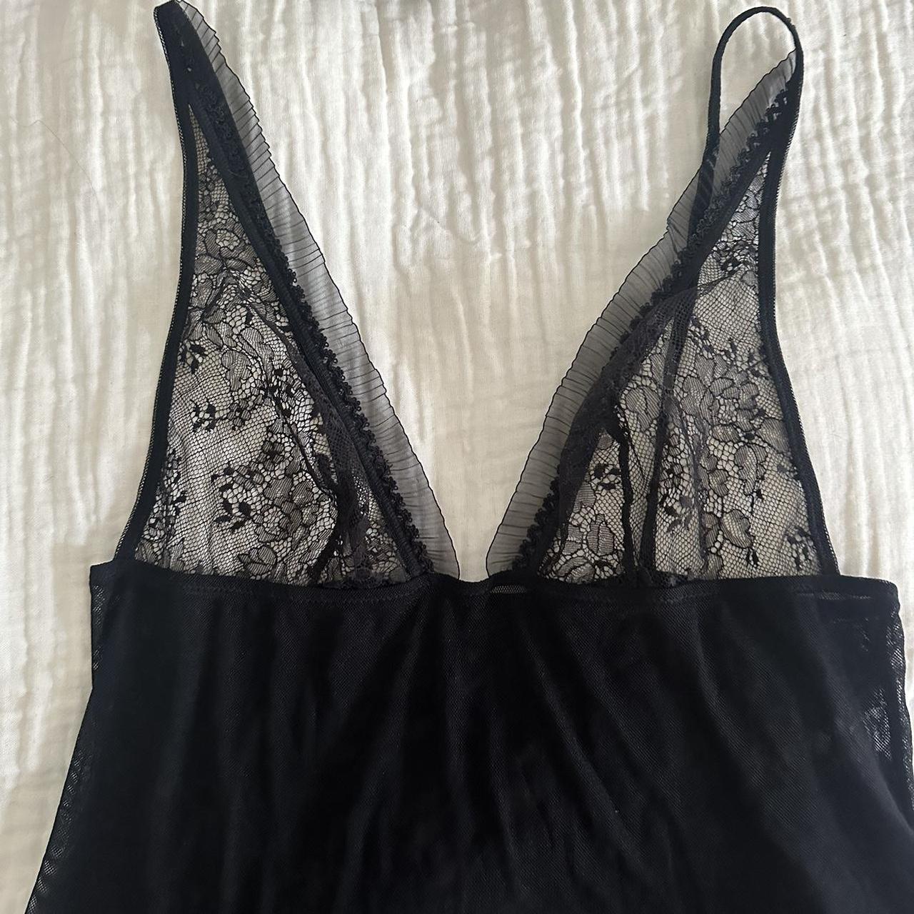 Vintage Christie’s black mesh top with lace cups... - Depop