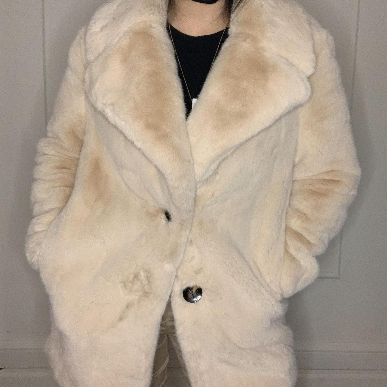 Beige fur clearance coat zara