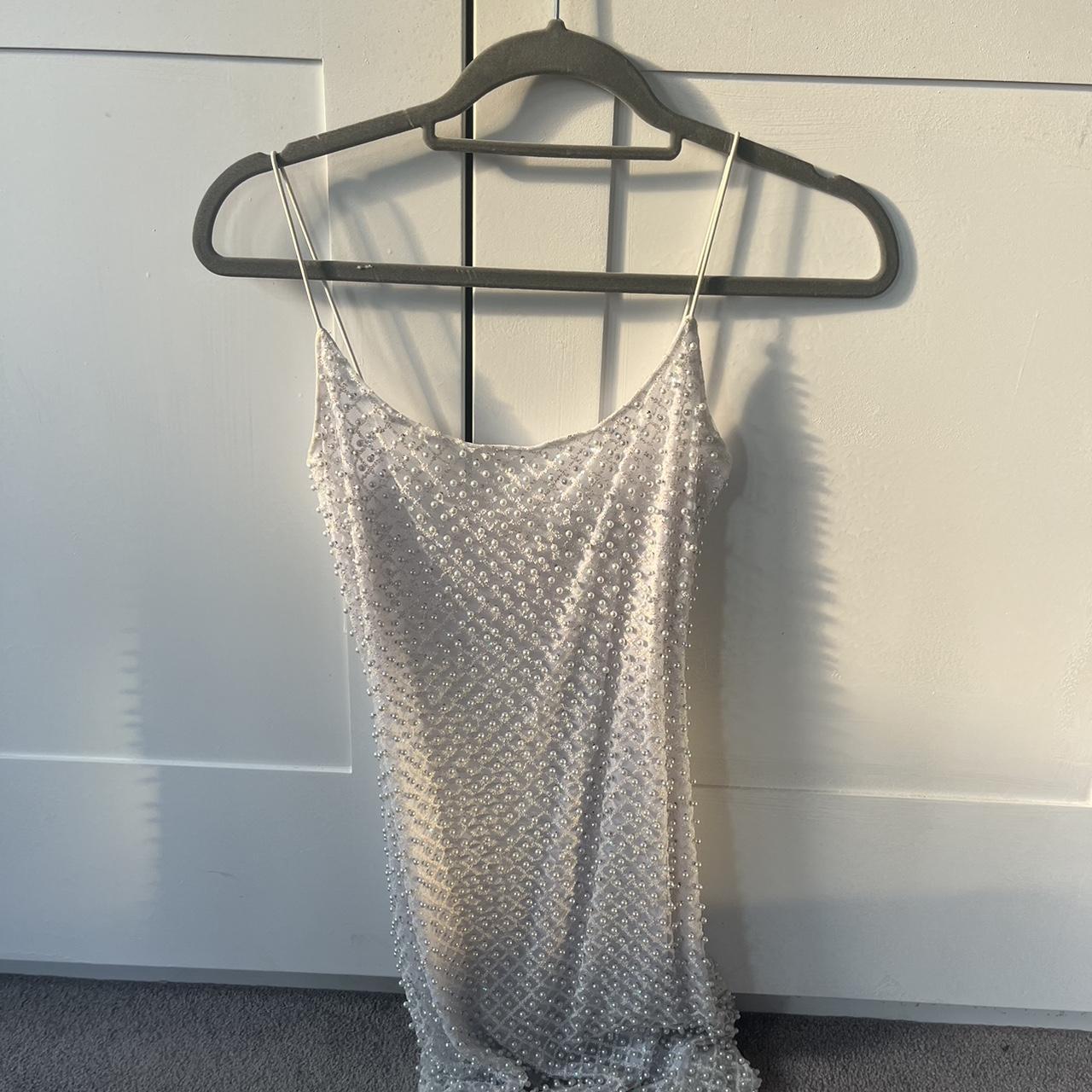 oh polly sparkly dress, white, worn once to a party,... - Depop