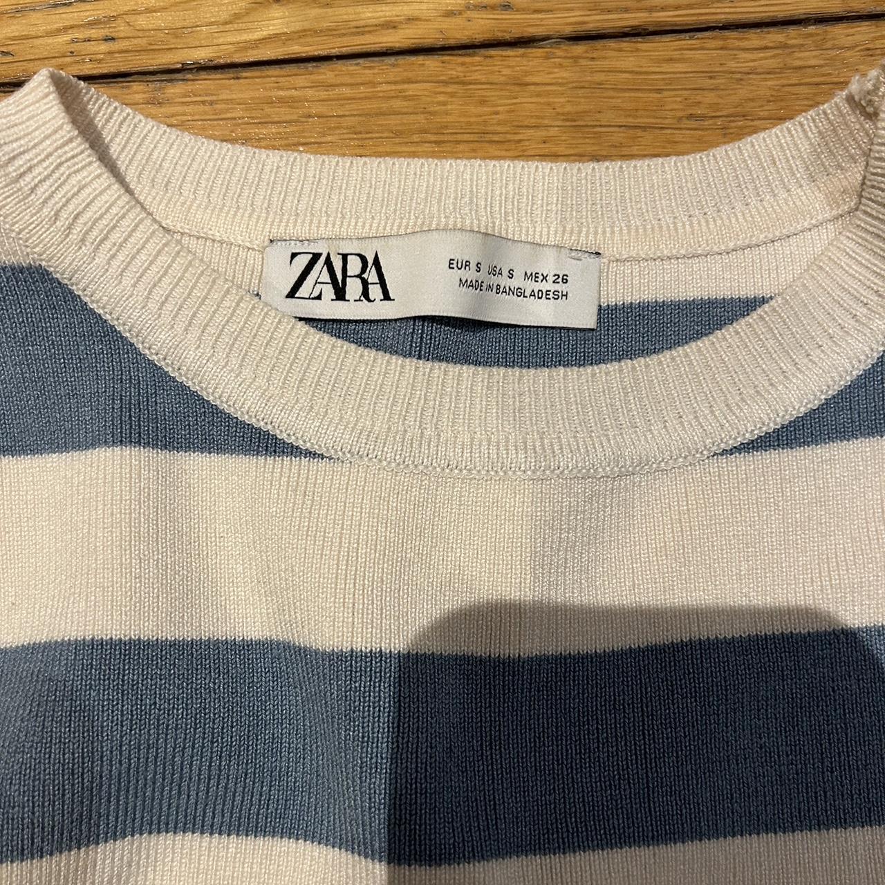zara blue and white striped vest top Depop